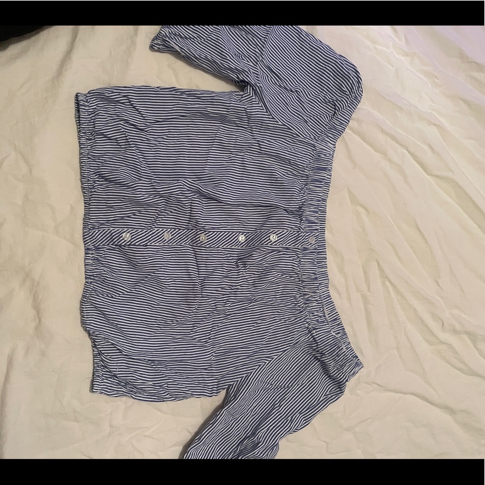 Blue and white stripped off shoulder top